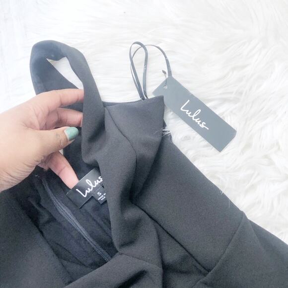 Lulus Womens Modern Maiden Asymmetrical Hem Midi Dress Black Back Zip Small - Picture 4 of 6